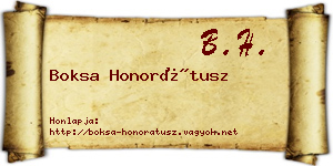 Boksa Honorátusz névjegykártya